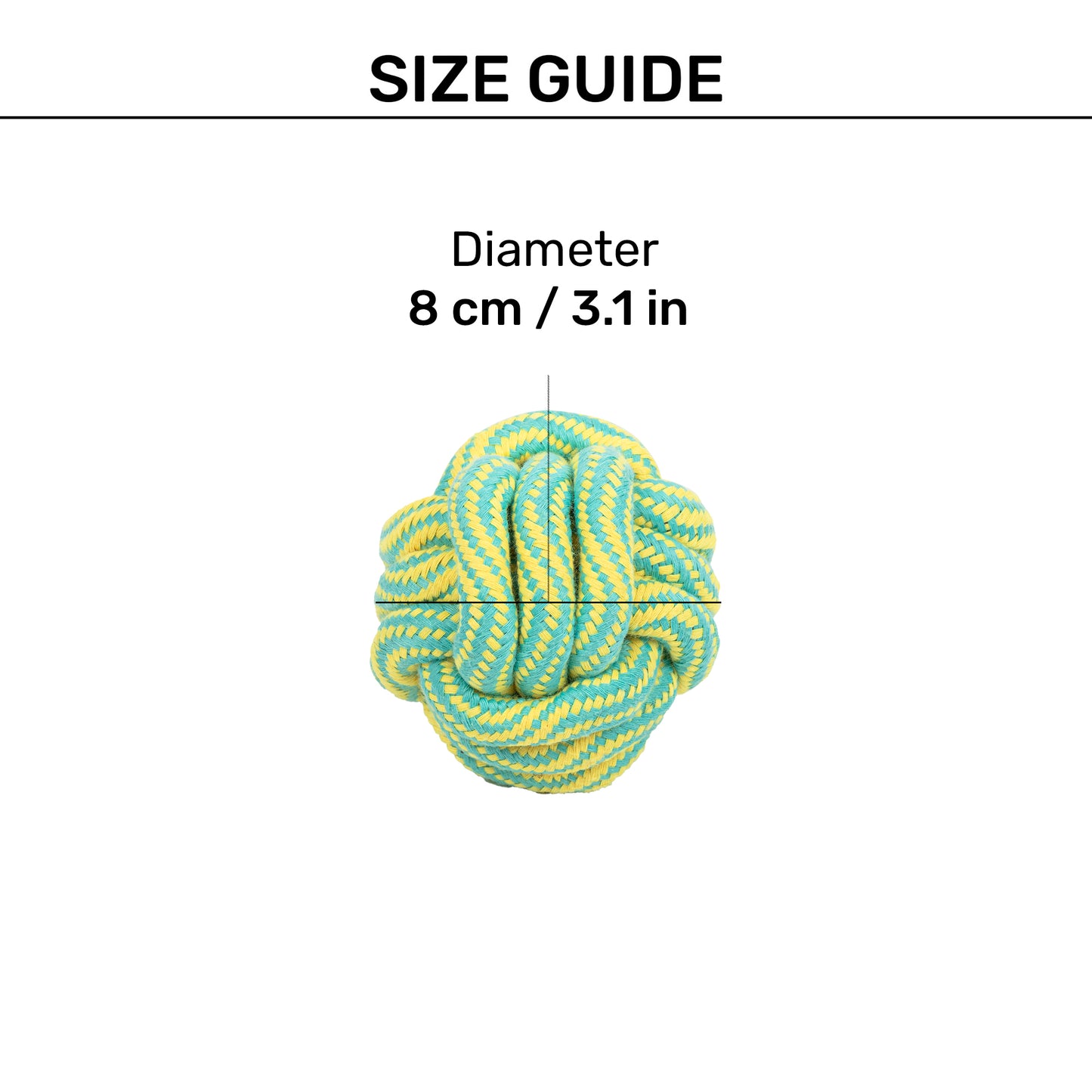 TLC Tug Knot Ball Rope Toy For Dog - Yellow & Turquoise - Heads Up For Tails