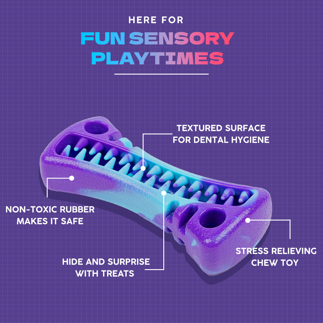 Dash Dog Bone Amigo Chew Toy For Dog - Purple & Blue - Heads Up For Tails