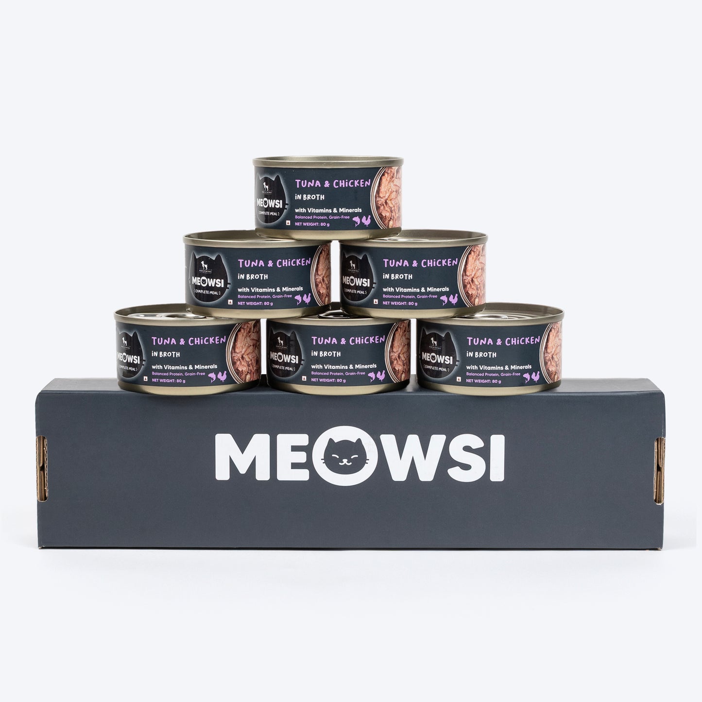 Meowsi By HUFT Tuna & Chicken In Broth Canned Cat Wet Food - 80 gm - Heads Up For Tails