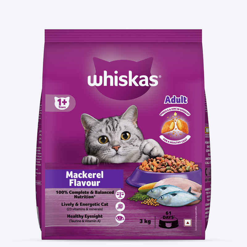 Whiskas Adult (1+ Years) Mackerel Flavour Dry Cat Food - Heads Up For Tails