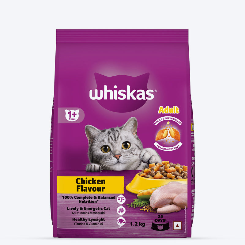 Whiskas Adult (1+ Years) Chicken Flavour Dry Food For Adult Cat - Heads Up For Tails