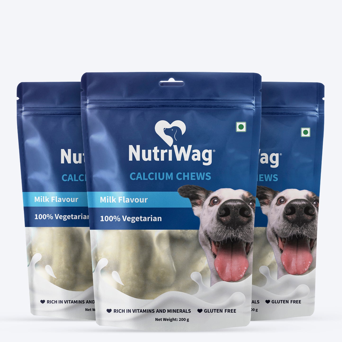 NutriWag Milk Calcium Chew Bones Treats For Dog - Heads Up For Tails