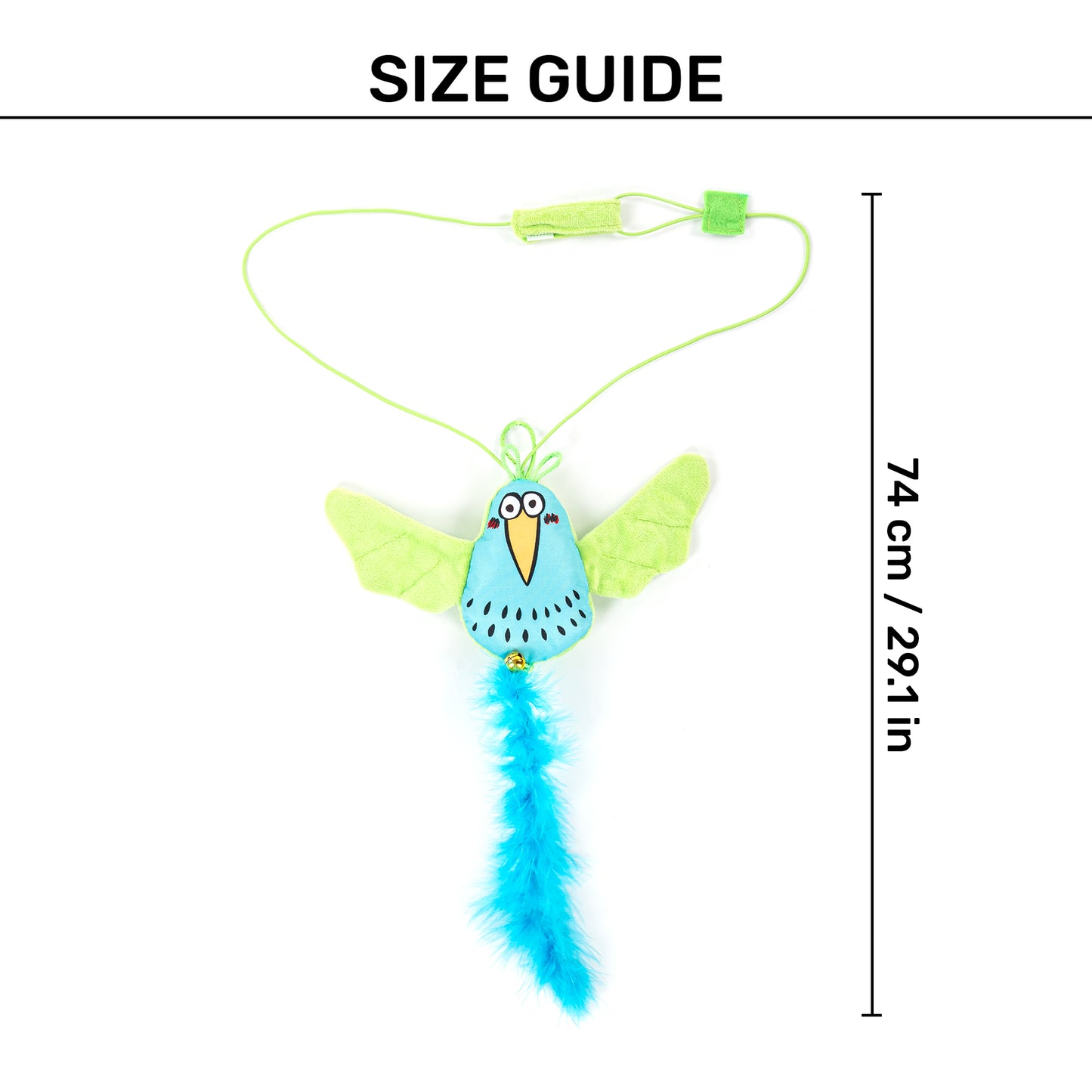 HUFT Flying Birdy Teaser Toy With Catnip For Cat - Blue & Green - Heads Up For Tails