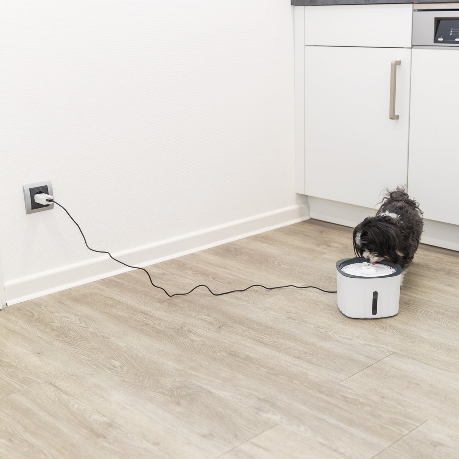 Trixie Flower Pet Drinking Fountain - White & Grey - Heads Up For Tails