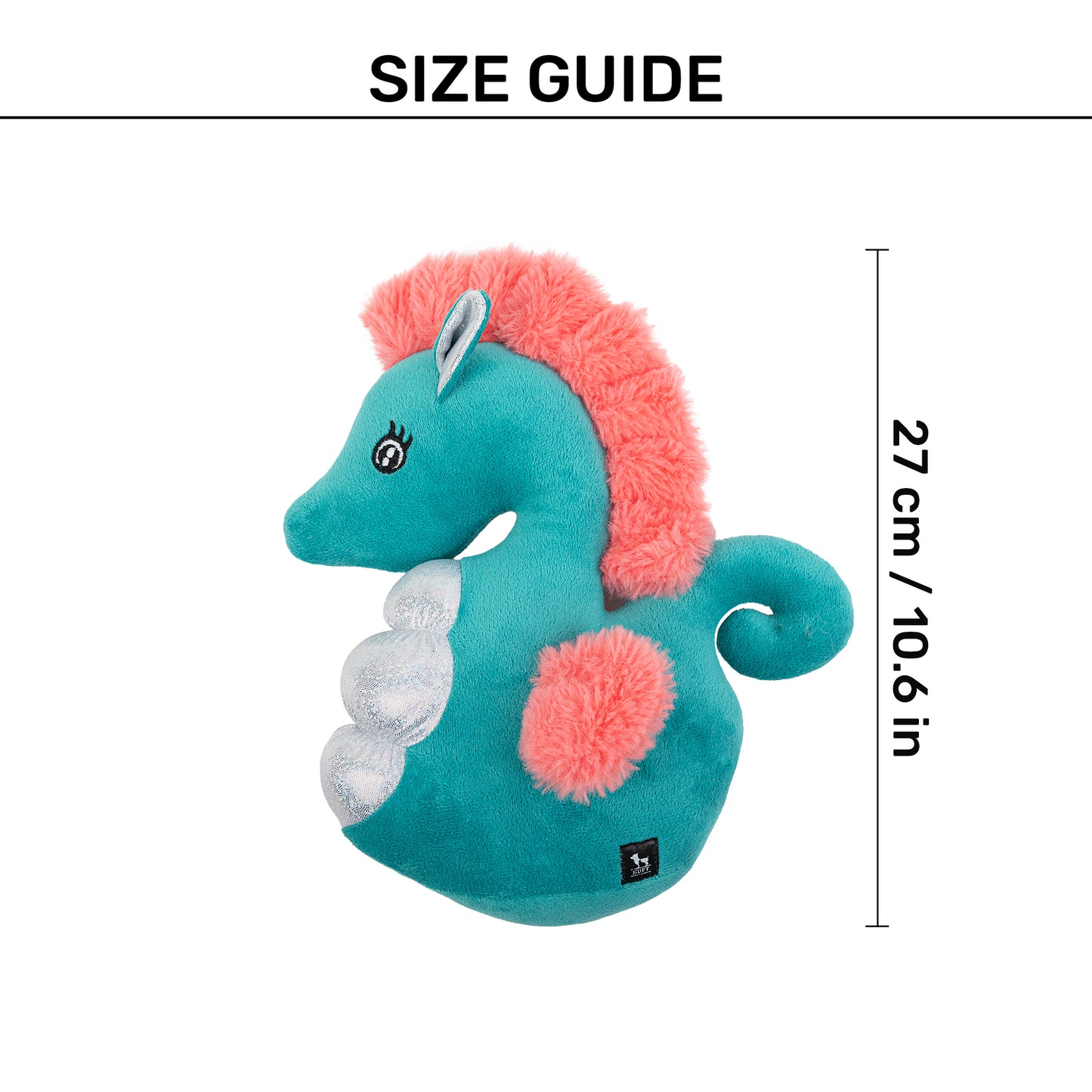 HUFT Missy Sea Horsie Squeaky Plush Toy For Dog - Green - Heads Up For Tails