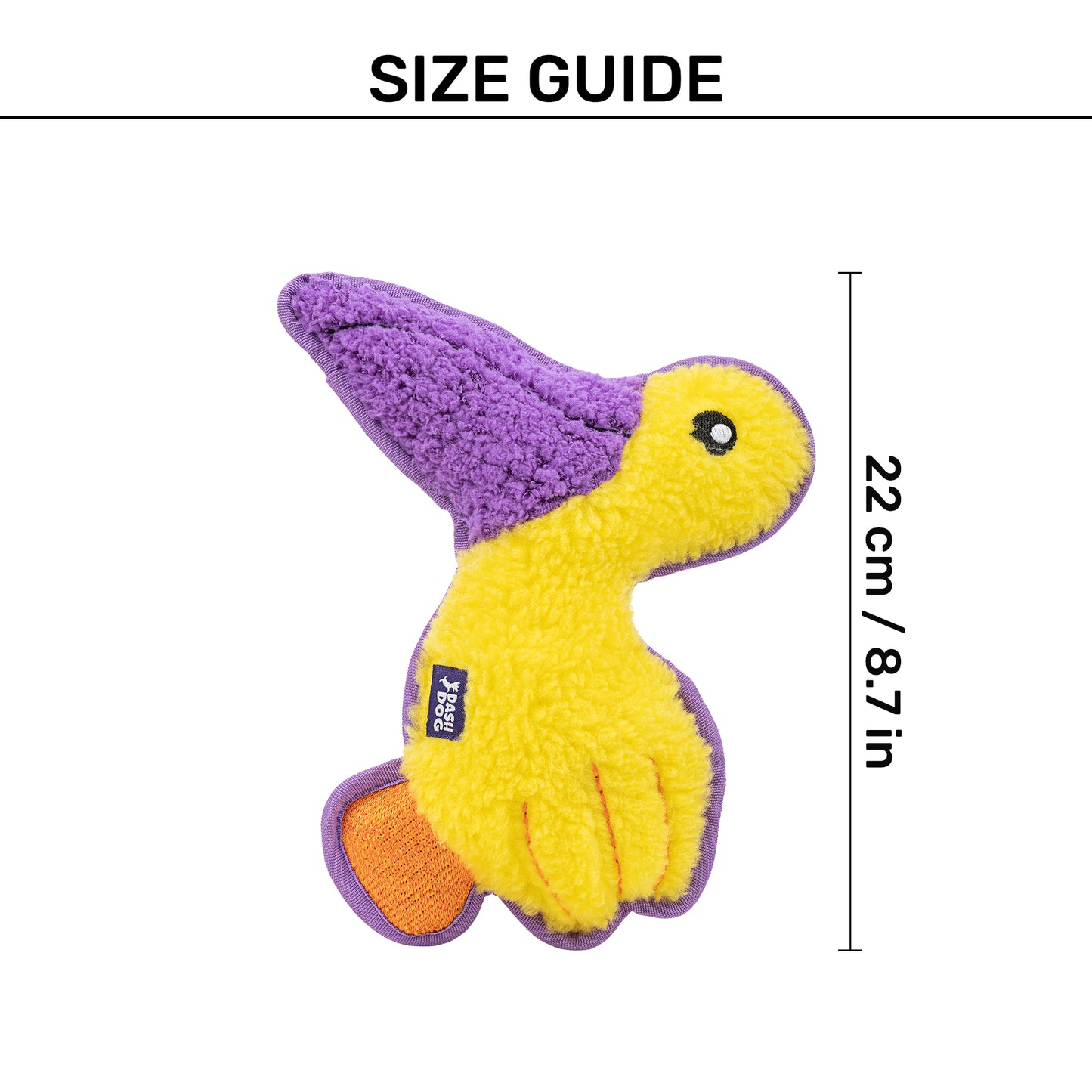 Dash Dog Perry The Pelican Squeaky Plush Toy For Dog - Yellow - Heads Up For Tails