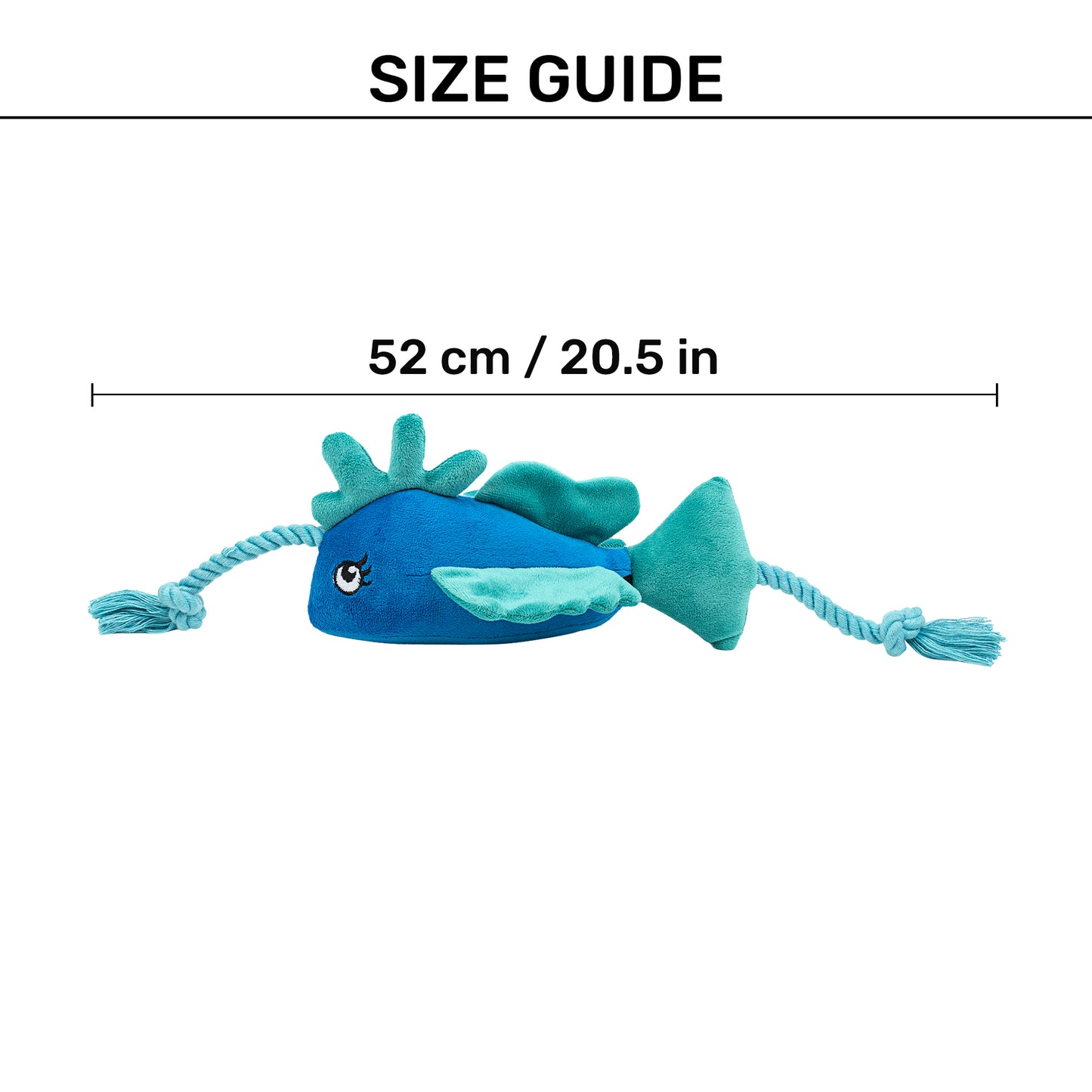HUFT Flying Fishie Squeaky Plush Toy For Dog - Blue - Heads Up For Tails