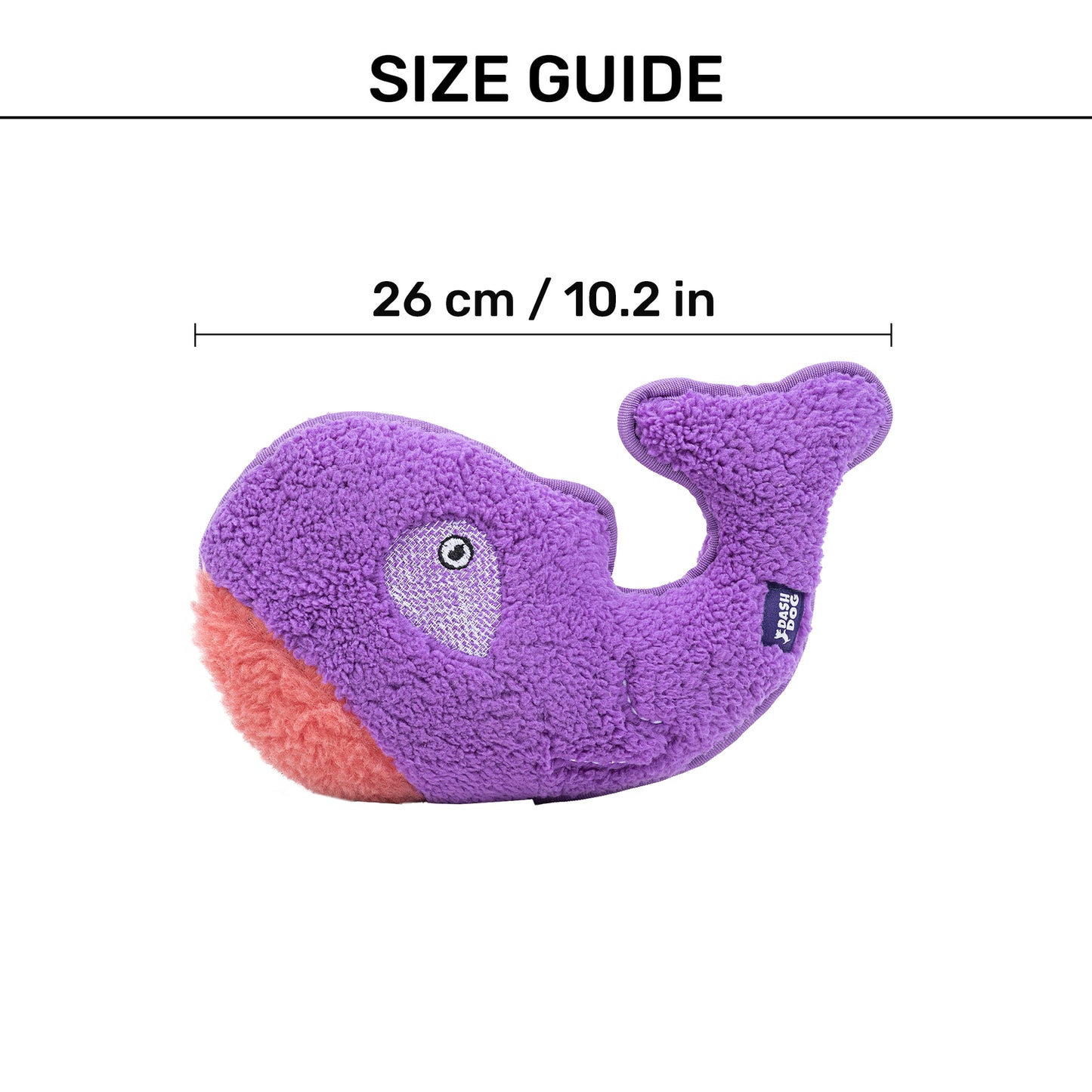 Dash Dog Wowie The Whale Squeaky Plush Toy For Dog - Purple - Heads Up For Tails