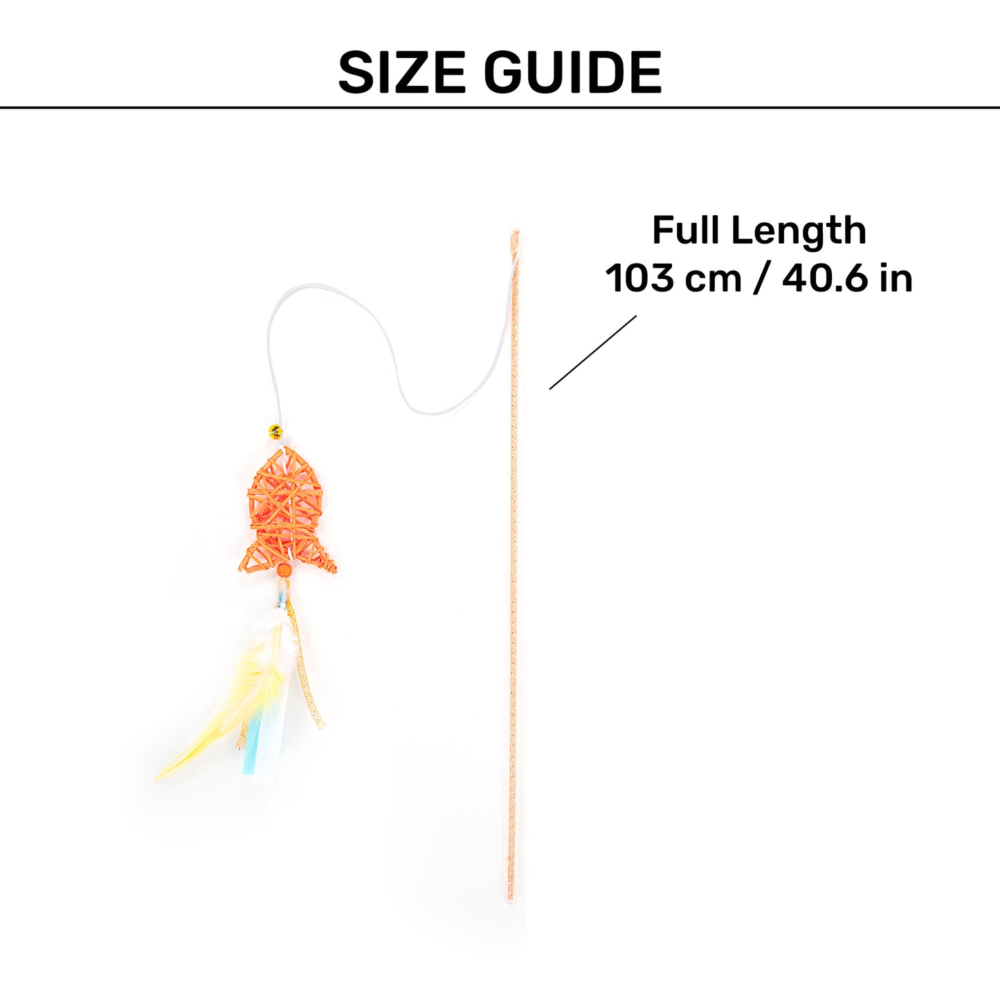 HUFT Fishing Trip Wand Toy For Cat - Orange - Heads Up For Tails