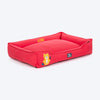 HUFT Personalised Teddy Classic Lounger Bed For Dog - Red - Heads Up For Tails