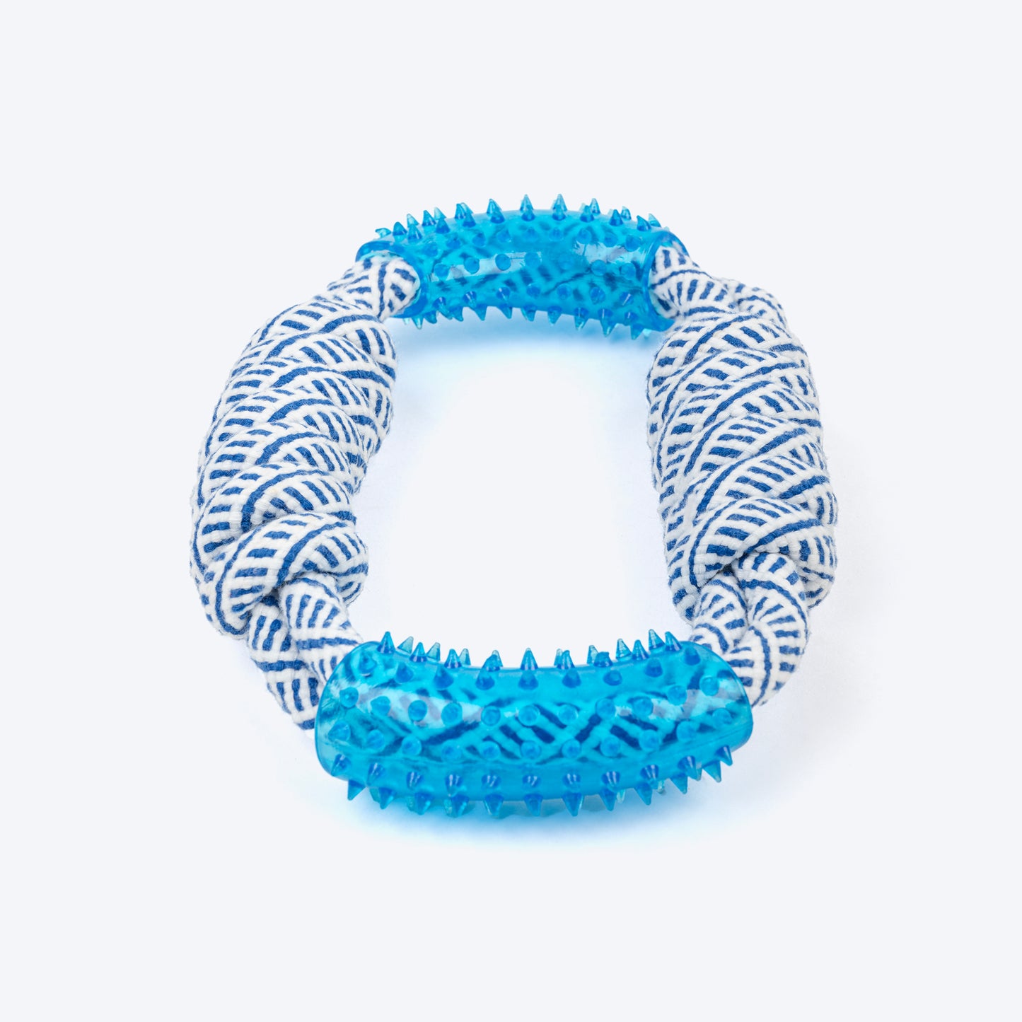 TLC Rope & Spiny Handles Rope Toy For Dog - Navy & White - Heads Up For Tails