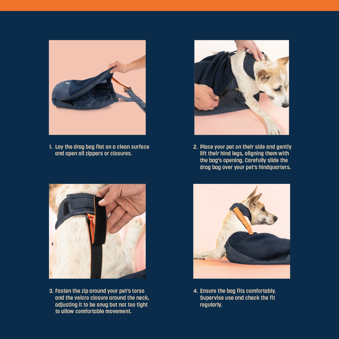 HUFT Trooper Drag Bag Harness For Dog - Navy Blue - Heads Up For Tails