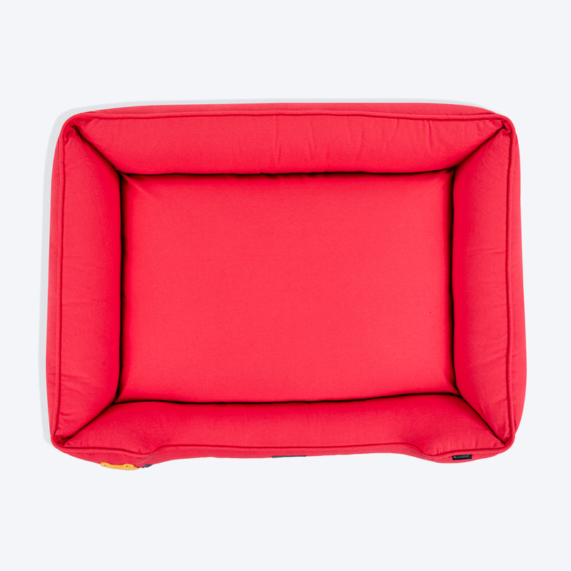 HUFT Teddy Classic Lounger Bed For Dog - Red - Heads Up For Tails