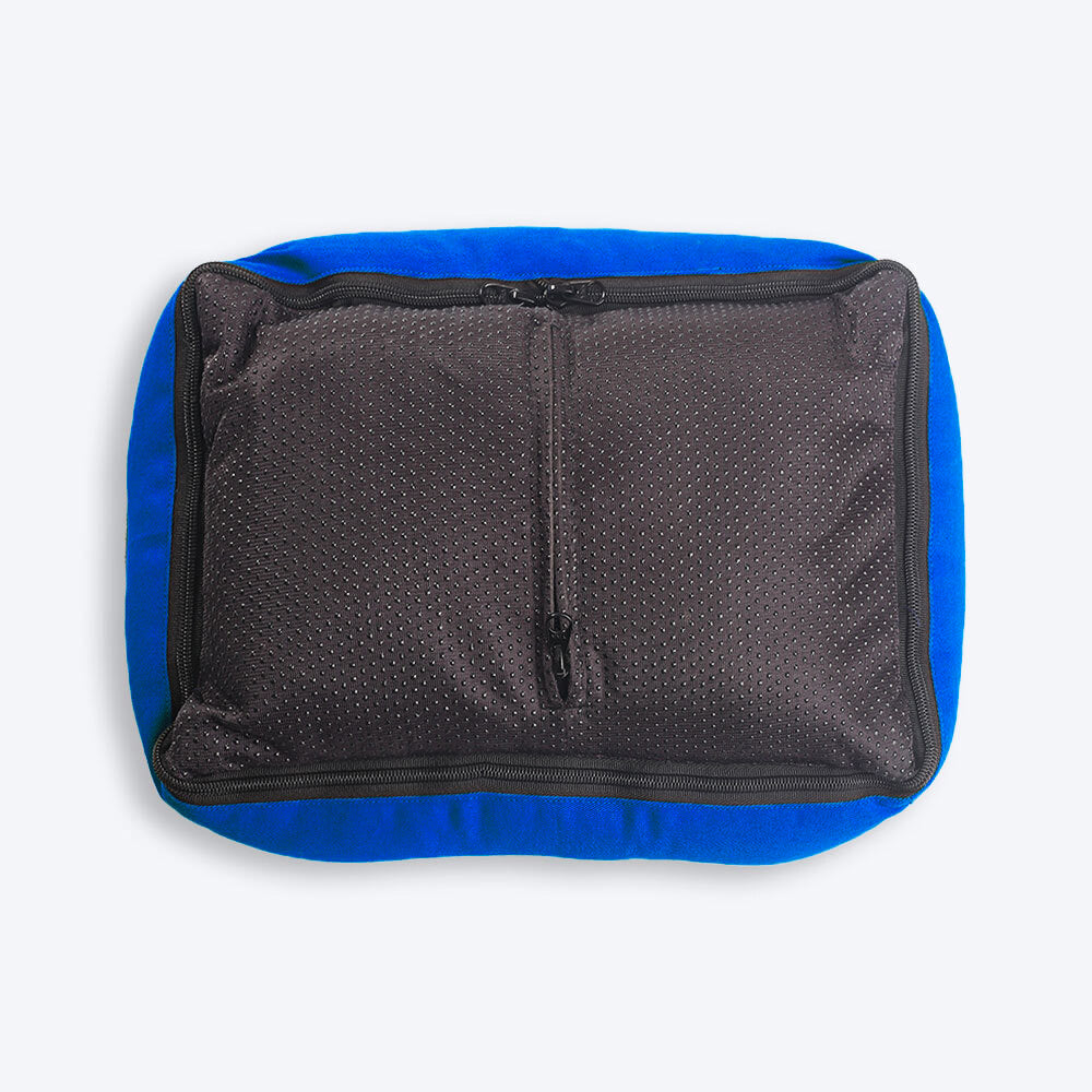 HUFT Personalised Classic Lounger Dog Bed (Free Bone Cushion) - Imperial Blue With Navy - Heads Up For Tails