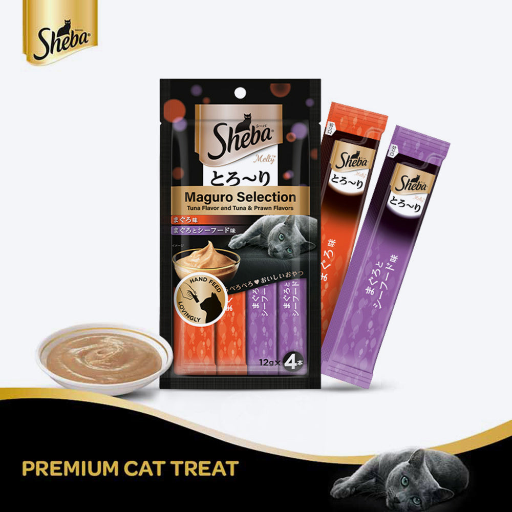 Sheba Melty Maguro Tuna & Seafood Flavour Cat Treat - 48 gm Packs - Heads Up For Tails