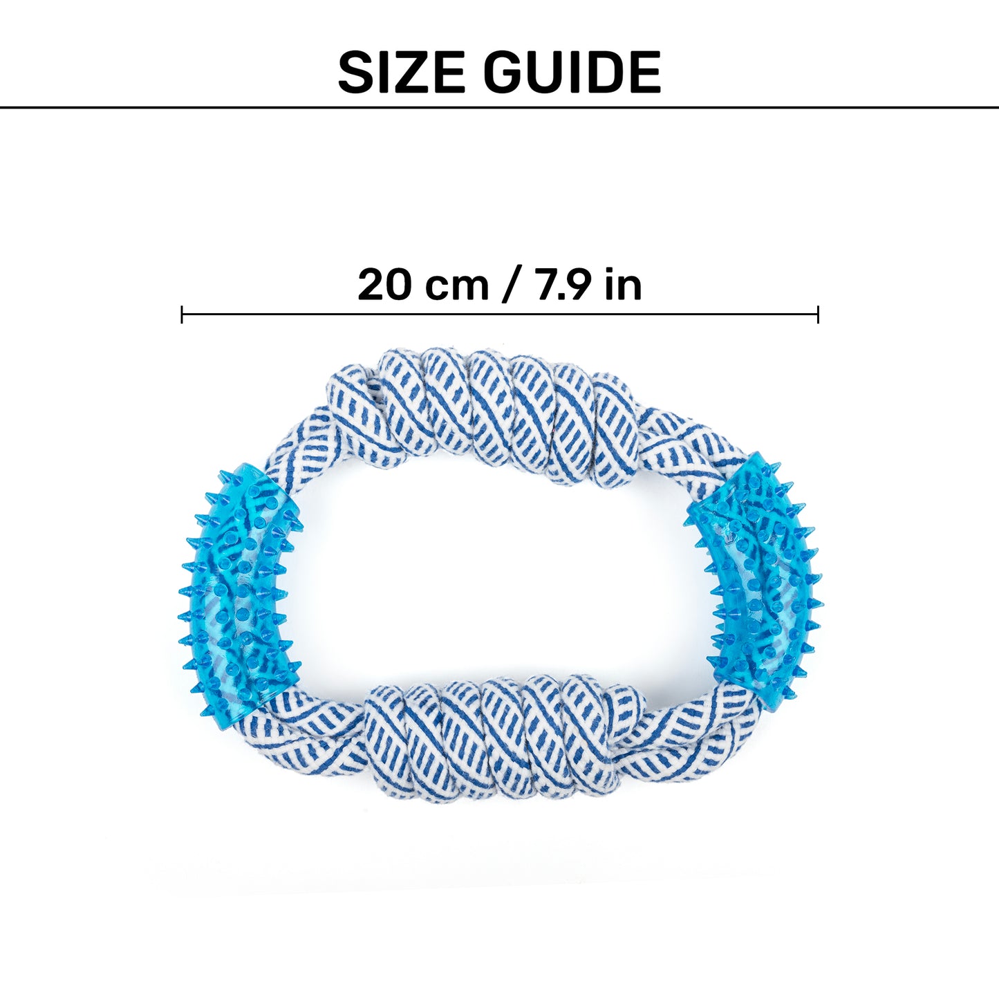 TLC Rope & Spiny Handles Rope Toy For Dog - Navy & White - Heads Up For Tails