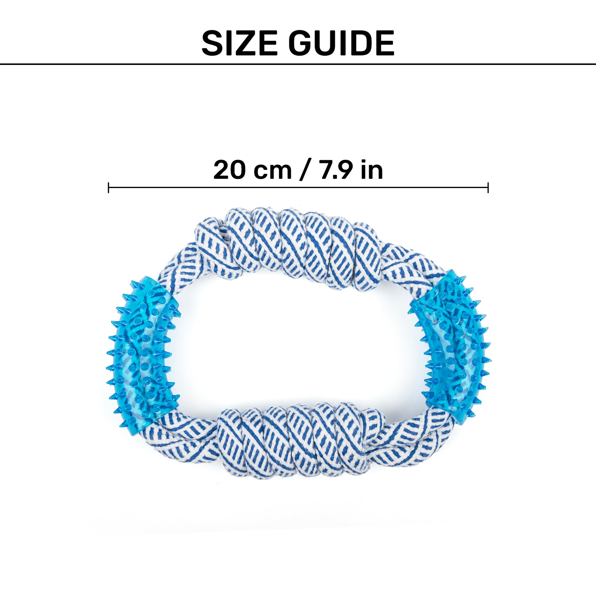 TLC Rope & Spiny Handles Rope Toy For Dog - Navy & White - Heads Up For Tails
