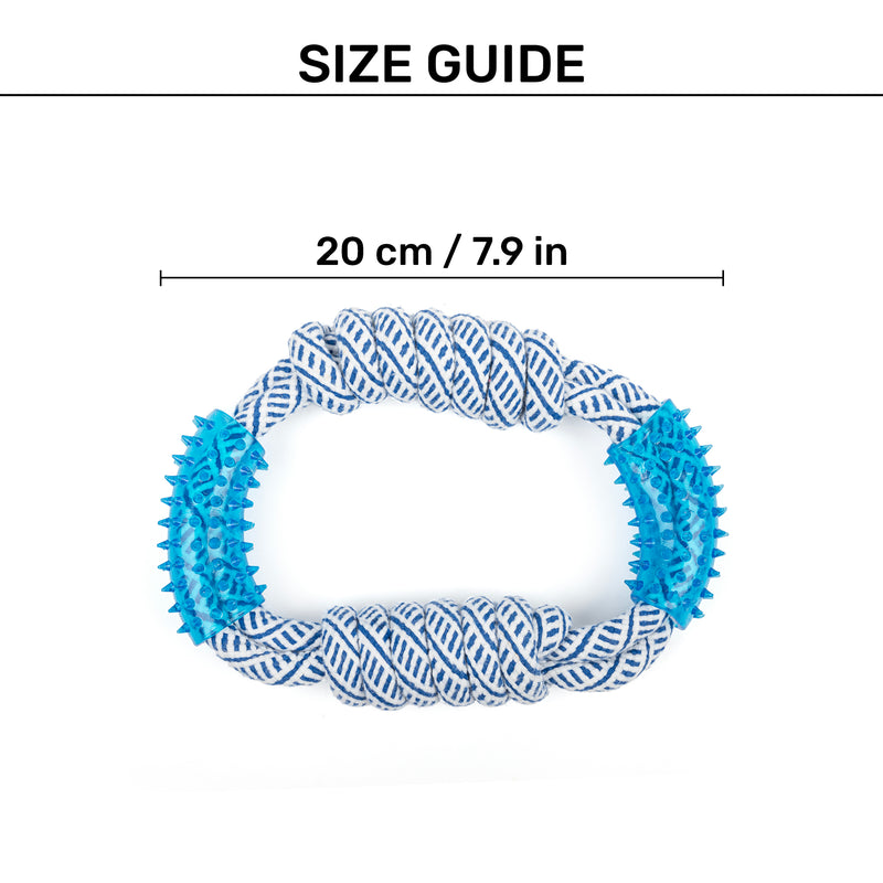 TLC Rope & Spiny Handles Rope Toy For Dog - Navy & White - Heads Up For Tails