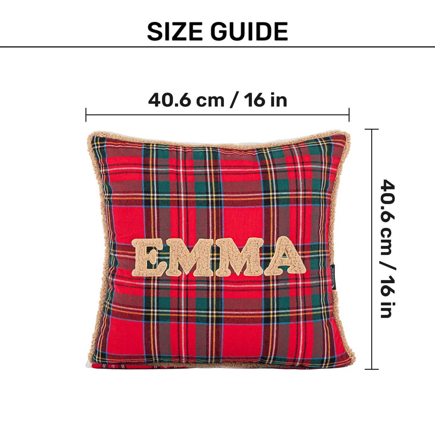 HUFT Personalised Tartan Snuggle Cushion Cover For Dog & Cat - Red & Green