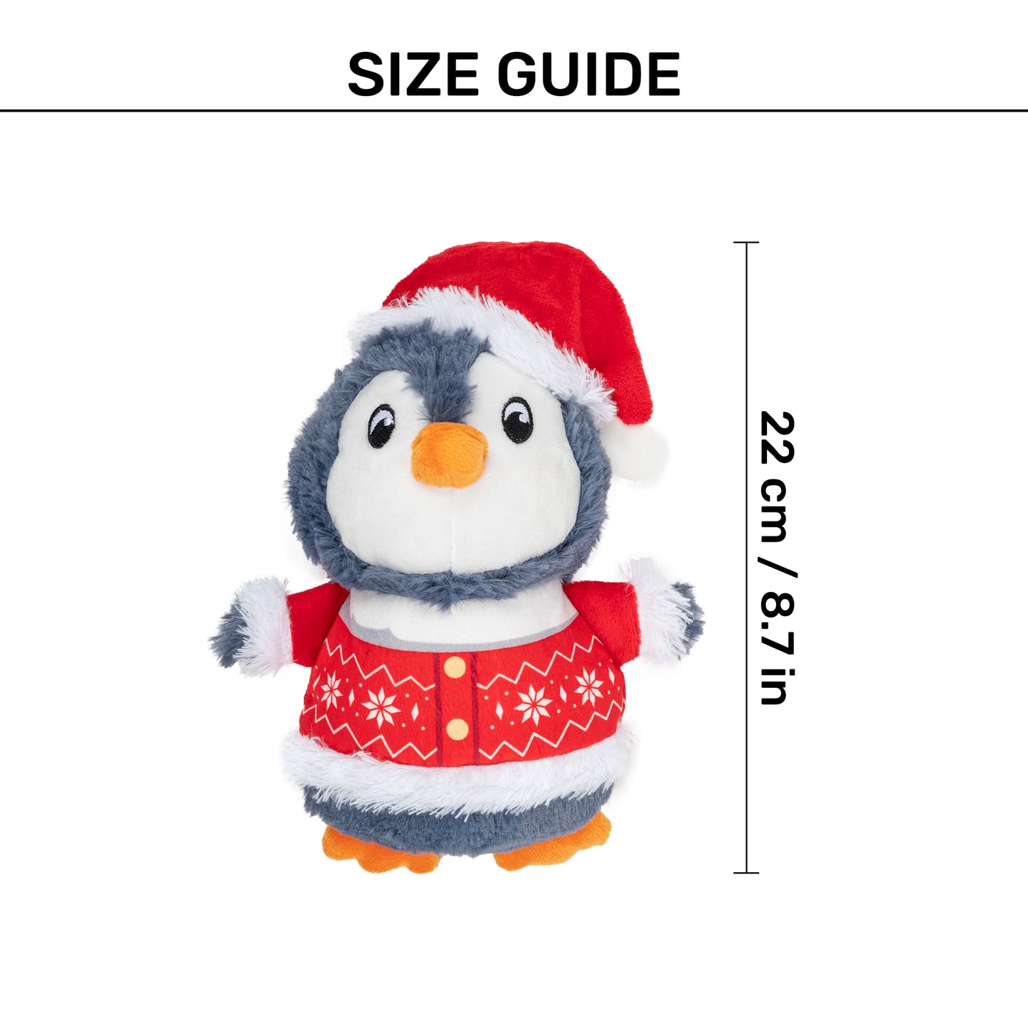HUFT Merry Penguin Squeaky Plush Toy For Dog - Slate Blue - Heads Up For Tails
