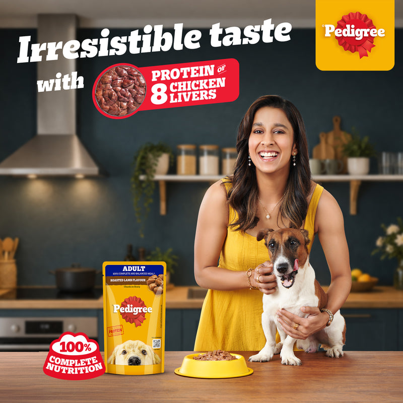 Pedigree Roasted Lamb Flavour Chunks In Gravy Adult Dog Wet Food - 130 g