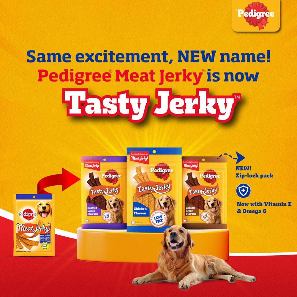 Pedigree Tasty Jerky Chicken Flavour Treat For Adult Dog - 70 g - Heads Up For Tails