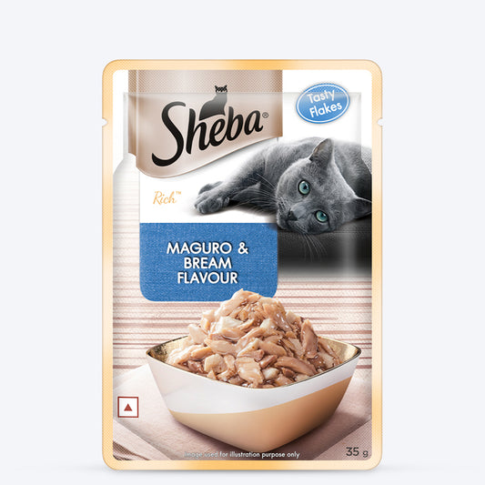 Sheba Maguro & Bream Wet Cat Food - 35 gm Packs - Heads Up For Tails