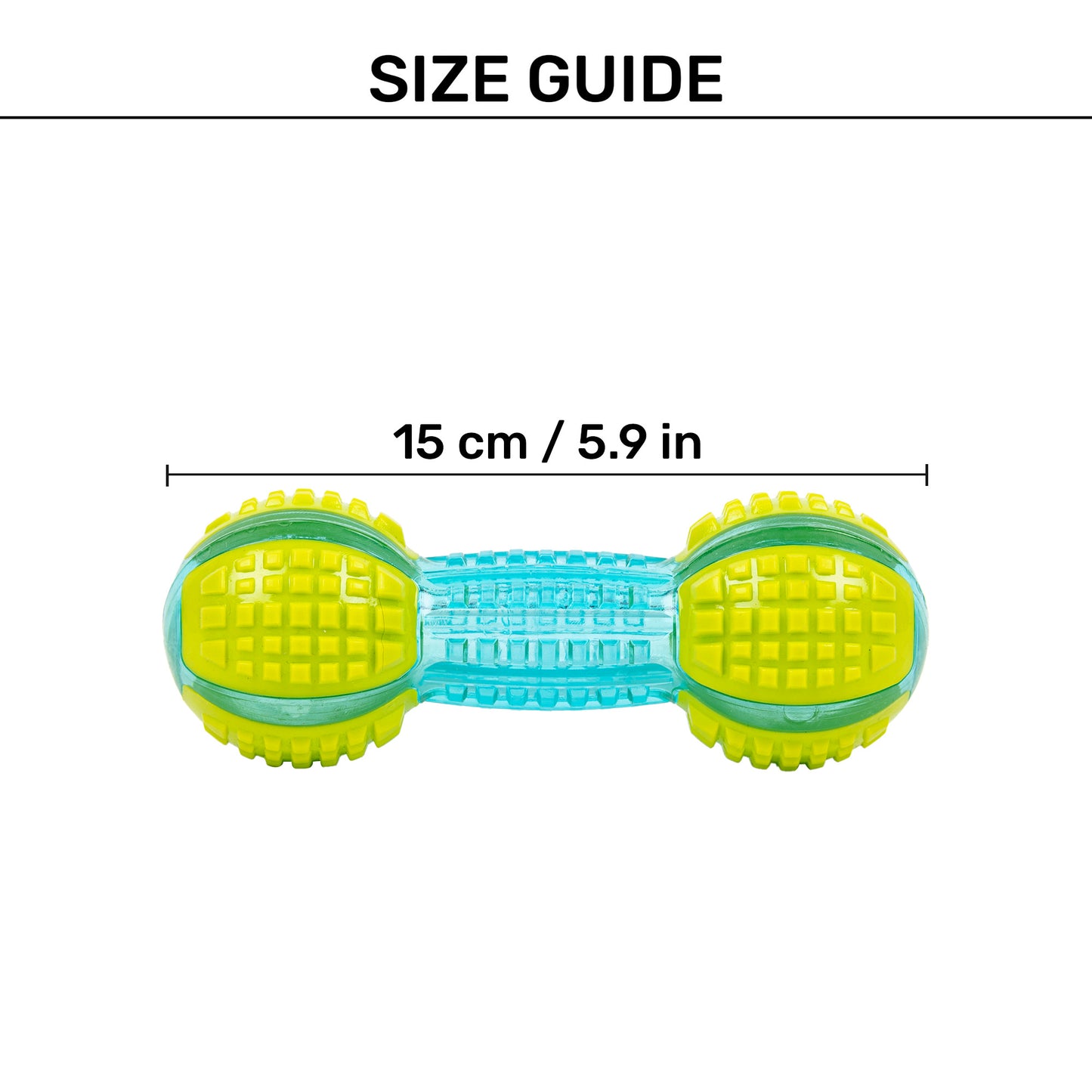 Dash Dog Gnaw & Go Squeaky Toy For Dog - Neon Green & Blue - Heads Up For Tails