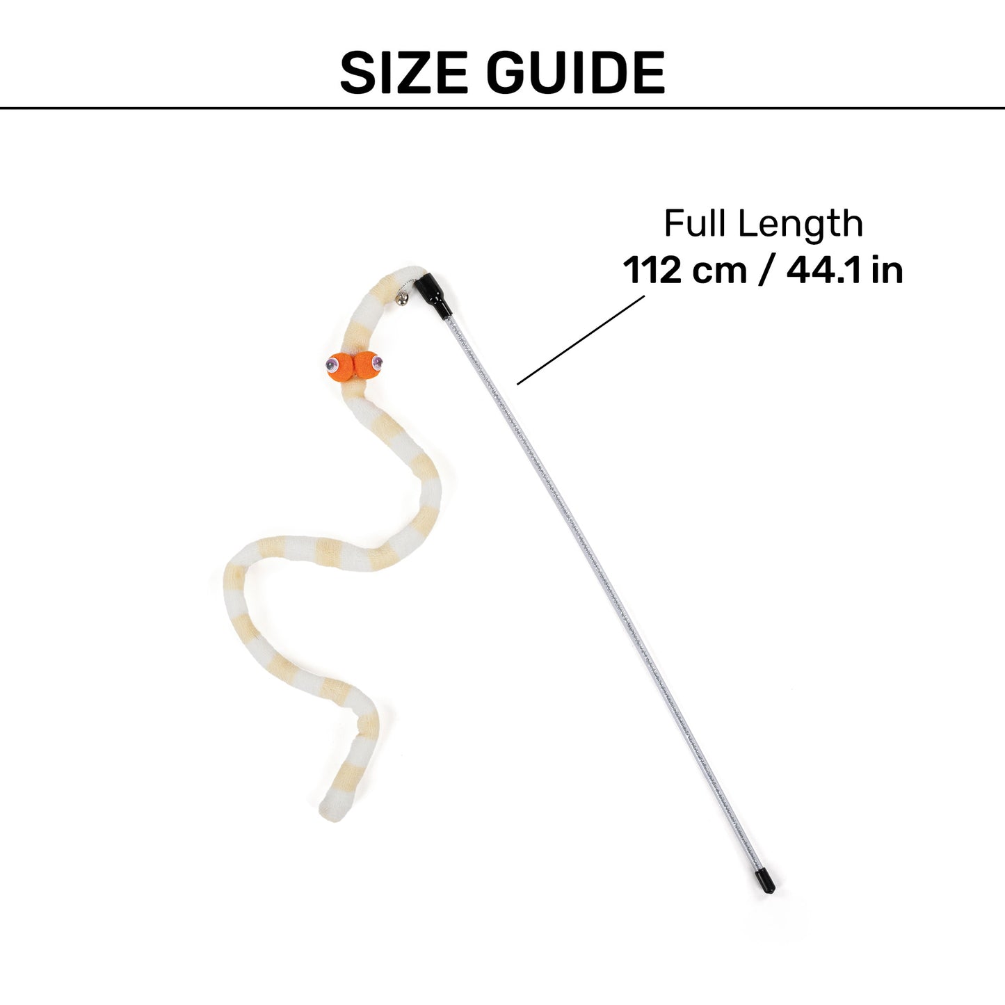 TLC Wiggly Worm Wand Toy For Cat - Yellow & White - Heads Up For Tails