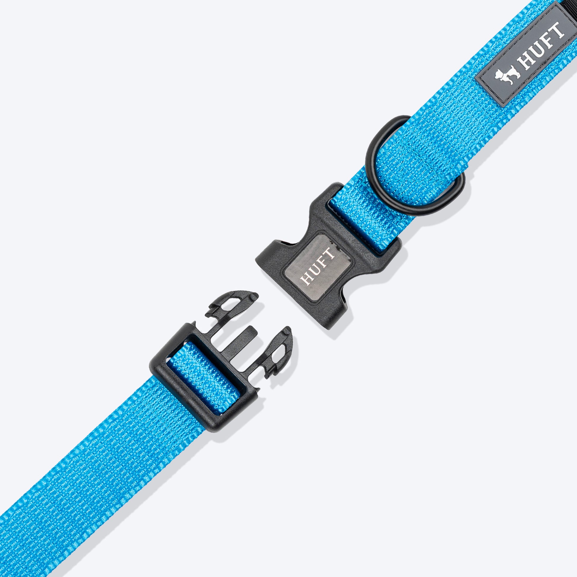 HUFT Classic Personalised (Mobile No.) Dog Collar - Ocean Blue - Heads Up For Tails