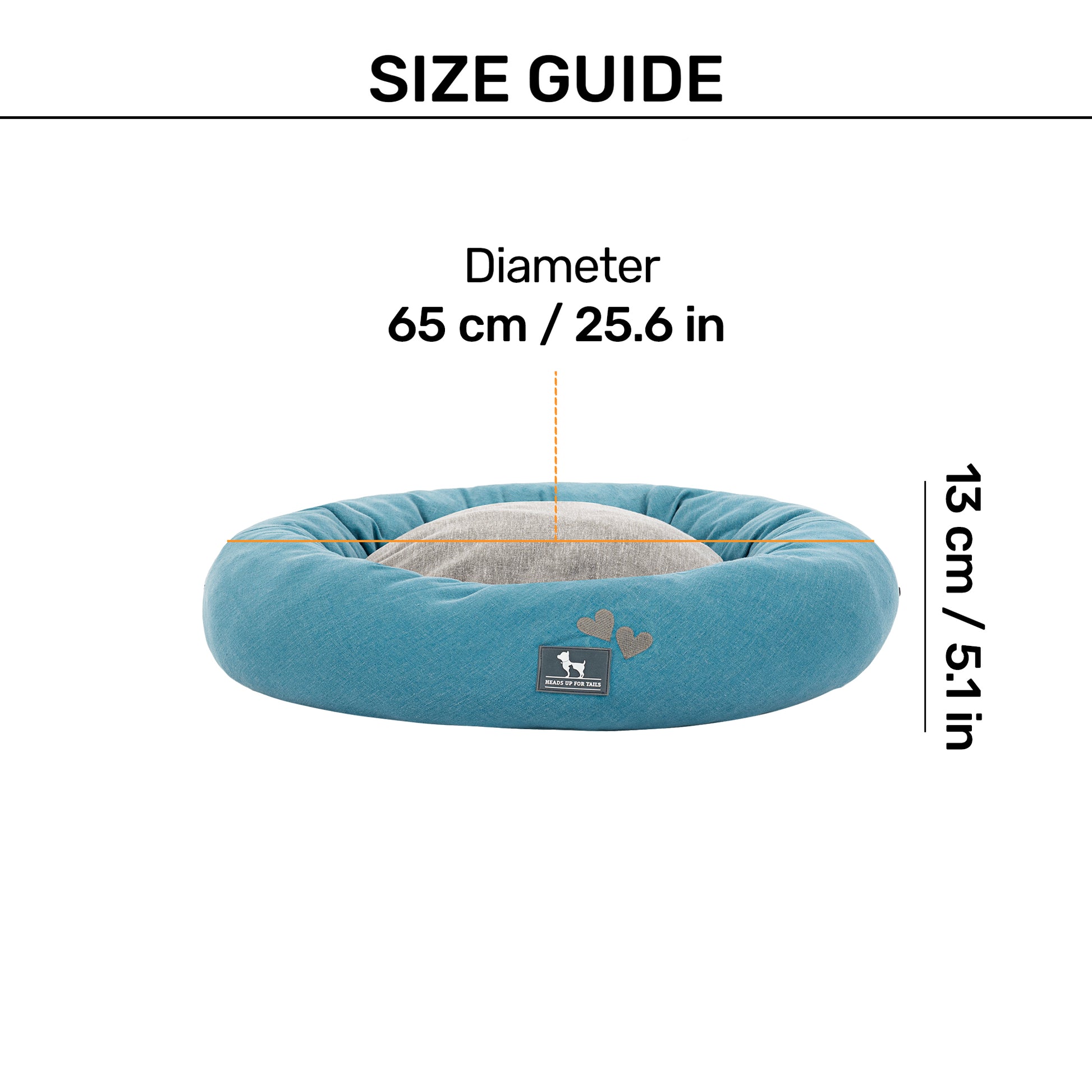 HUFT Dreamy Donut Bed For Cat & Puppy - Teal & Grey - Heads Up For Tails