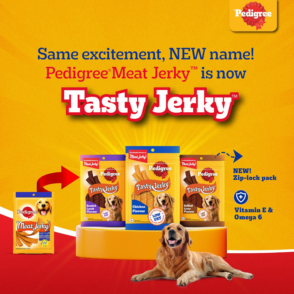 Pedigree Tasty Jerky Roasted Lamb Flavour Treat For Adult Dog - 12 x 70 g - Heads Up For Tails