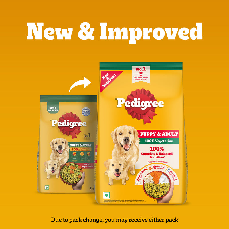 Pedigree Vegetarian Dry Food For Adult Dogs & Puppy - Heads Up For Tails