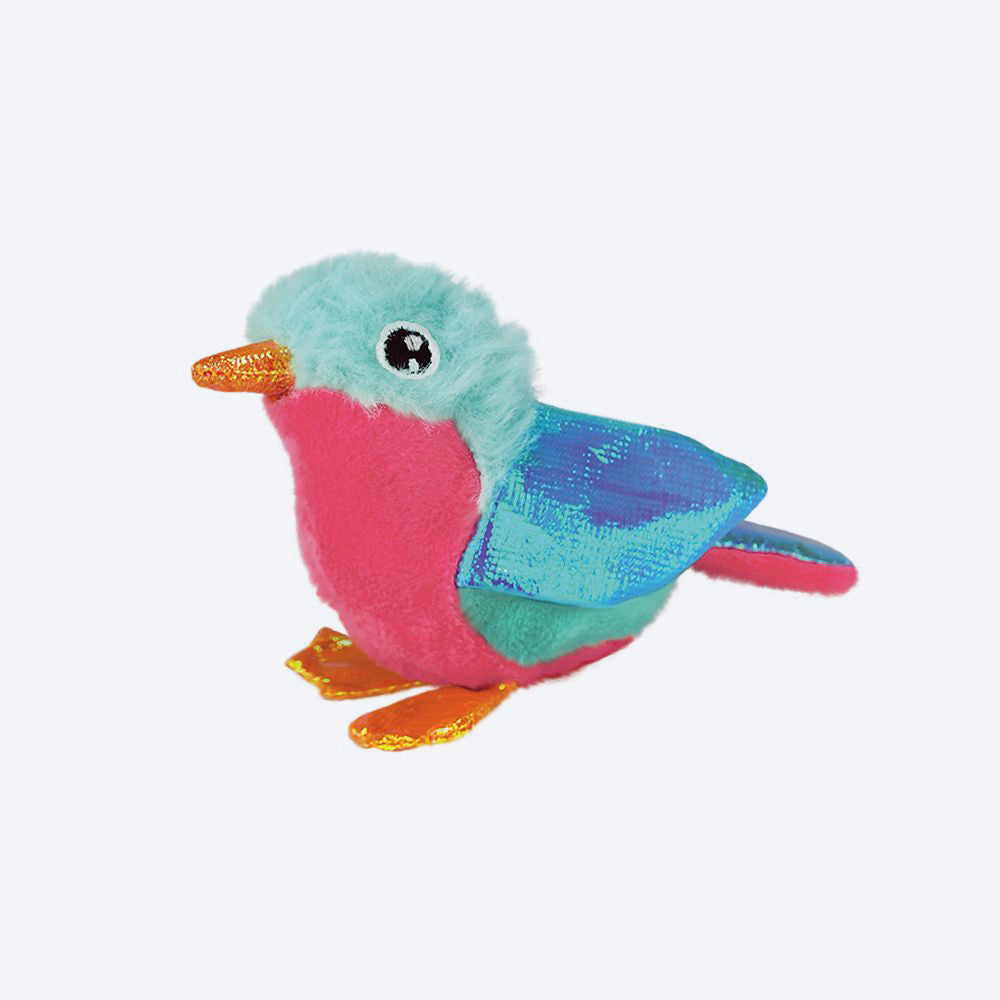 KONG Crackles Tweetz Bird Plush Toy For Cat - Blue - Heads Up For Tails