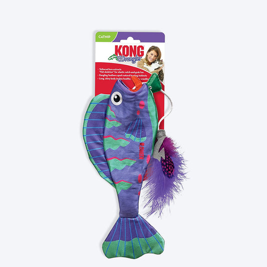 KONG Wrangler Angler Fish With Catnip Interactive Toy For Cat - Assorted - Heads Up For Tails