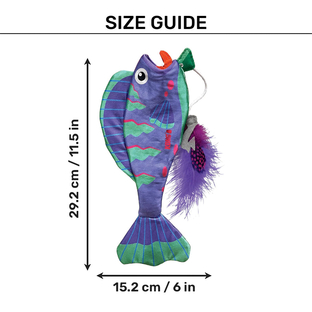 KONG Wrangler Angler Fish With Catnip Interactive Toy For Cat - Assorted - Heads Up For Tails