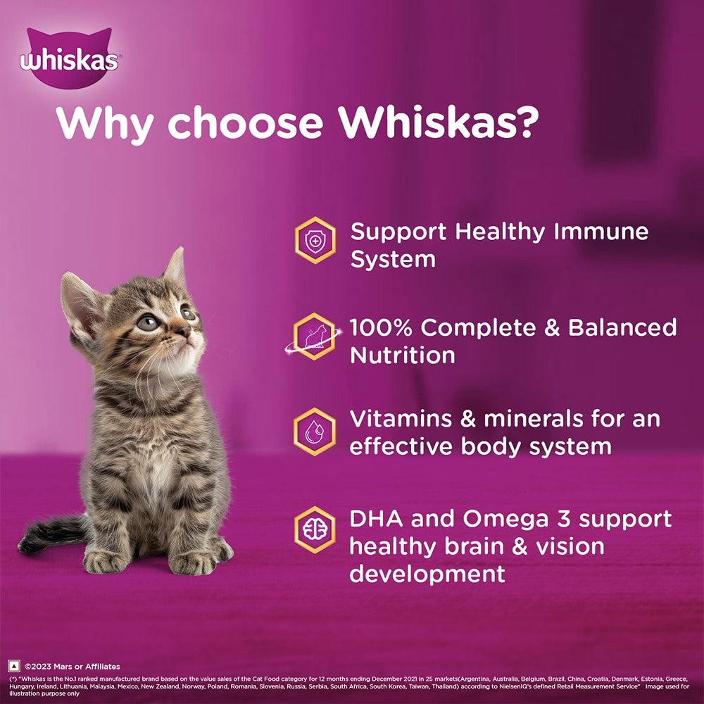 Whiskas Tasty Mix Chicken Tuna With Sweet Potato In Gravy Wet Food For Junior (2-12 Months) Kitten - 70 gm Pack - Heads Up For Tails