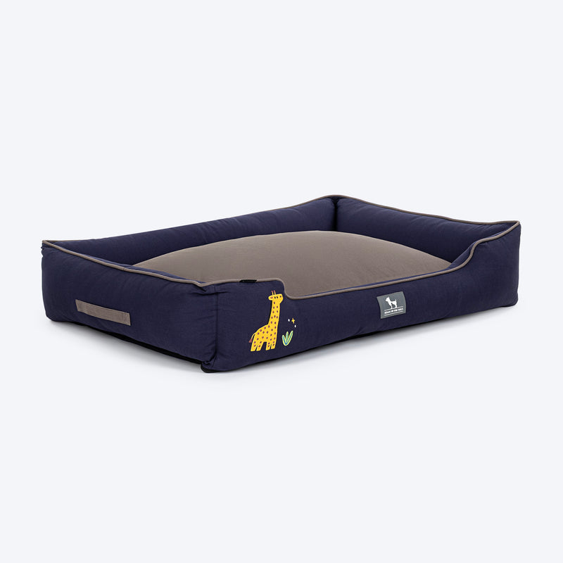 HUFT Giraffe Classic Lounger Bed For Dog - Grey & Navy - Heads Up For Tails