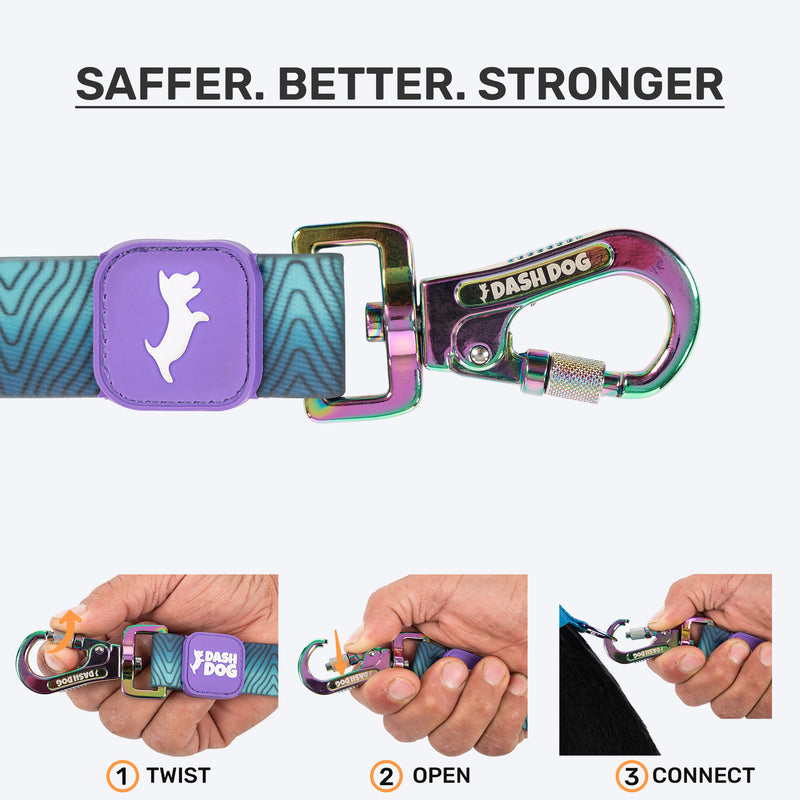 Dash Dog Trail Tails Waterproof Dog Collar & Leash Set - Blue - Heads Up For Tails