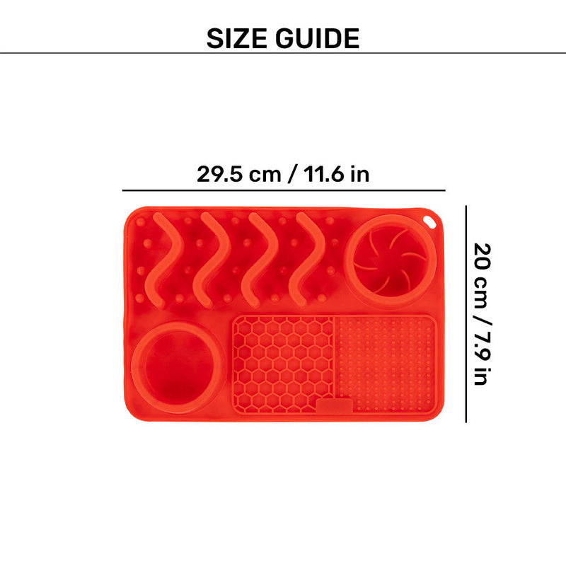 HUFT Paws & Play Puzzle Lick Mat For Dog & Cat - Red - Heads Up For Tails