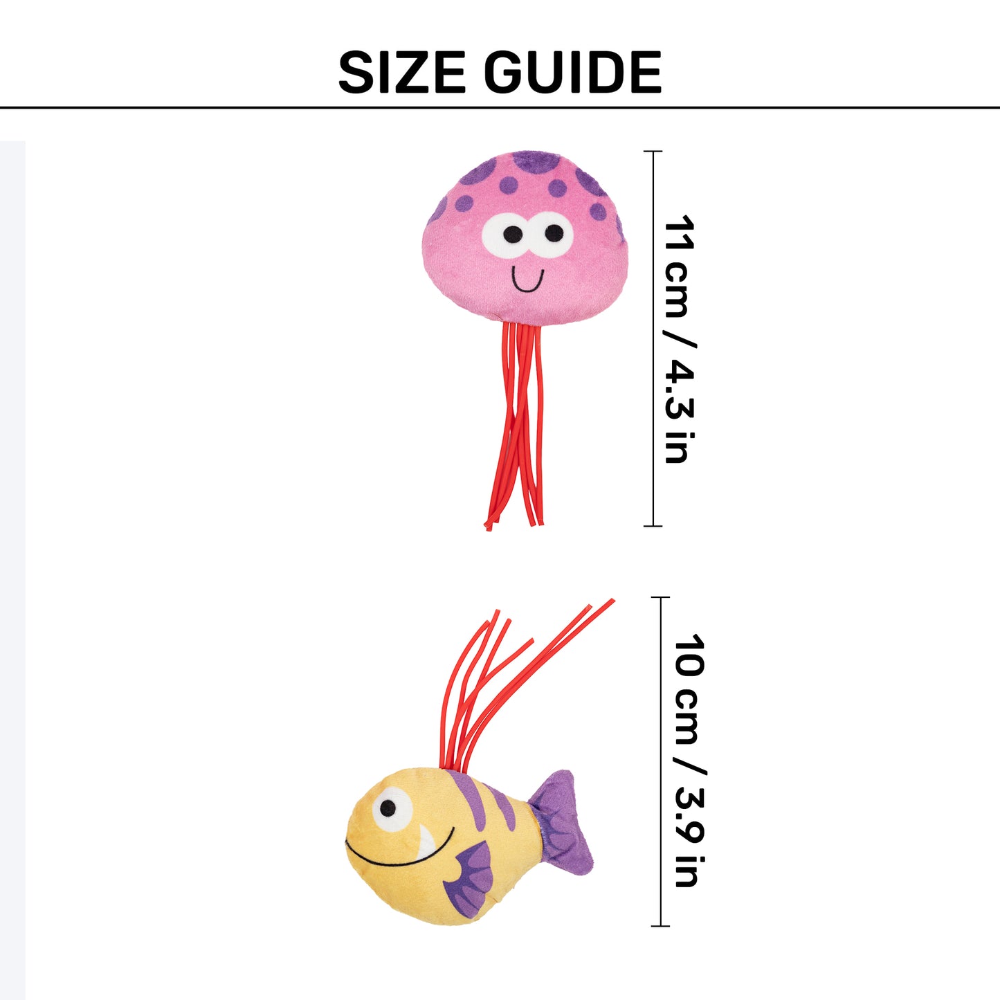 HUFT Ocean Buddies Plush Toy With Catnip For Cat - Pink & Yellow - Set Of 2 - Heads Up For Tails