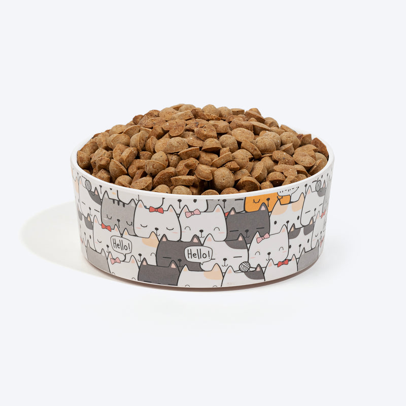HUFT Whisker Wonderland Printed Melamine Bowl For Cat - White - Heads Up For Tails