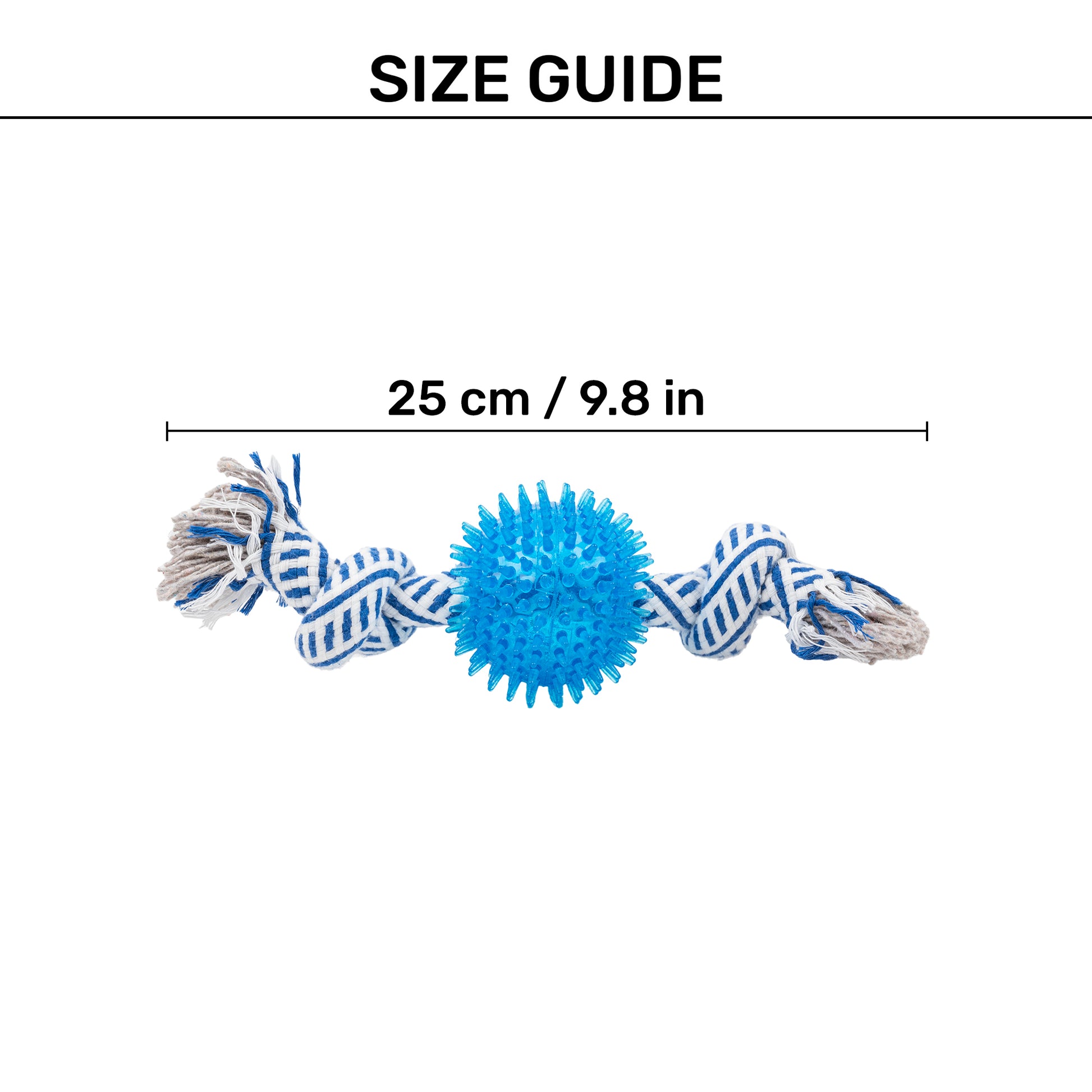 TLC Ball & 2 Knots Rope Toy For Dog - Navy & White - Heads Up For Tails