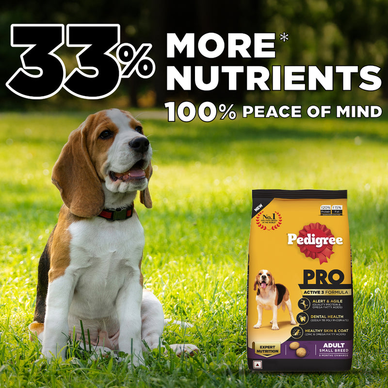 Pedigree PRO Expert Nutrition Adult Small Breed Dogs (9 Months Onwards) Dry Dog Food - Heads Up For Tails
