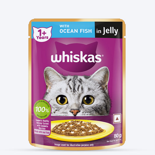 Whiskas Ocean Fish Wet Food For Adult Cat - 80 gm Pack - Heads Up For Tails