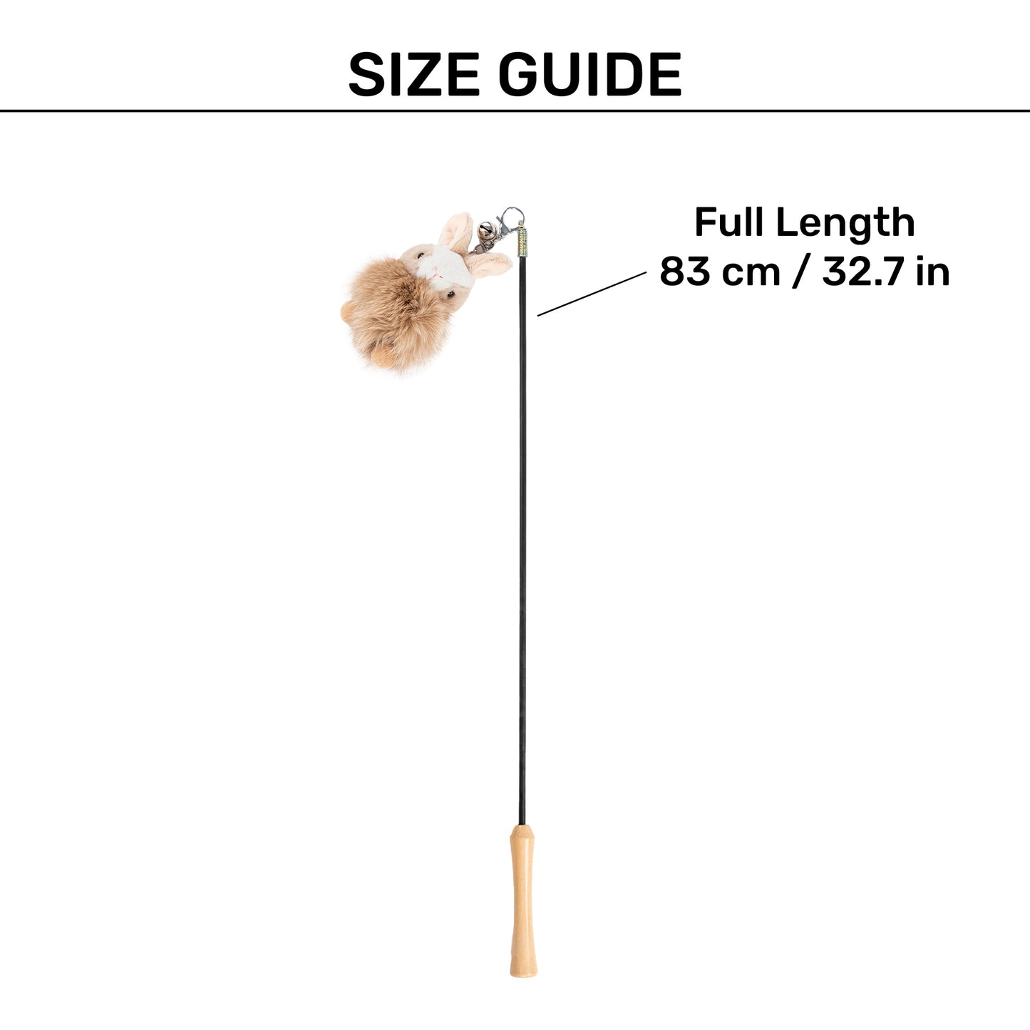 HUFT Furry Bunny Wand Toy For Cat - Beige - Heads Up For Tails