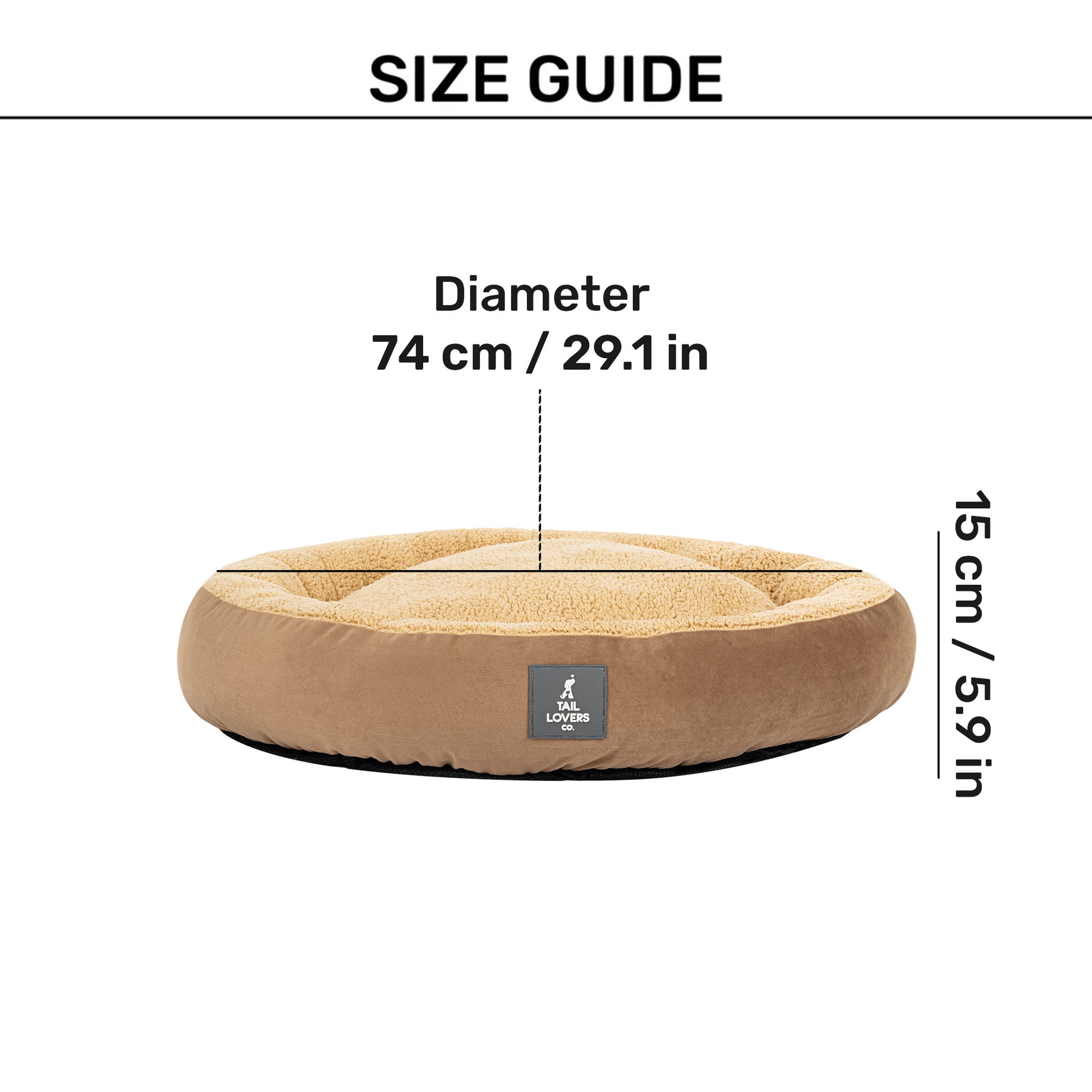 TLC Round Retreat Bed For Dog & Cat - Brown - Heads Up For Tails