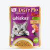 Whiskas Tasty Mix Wet Food Made With Real Fish (Seafood Cocktail & Wakame Seaweed) in Gravy For Adult (1+ year) Cat - 70 gm Pack - Heads Up For Tails