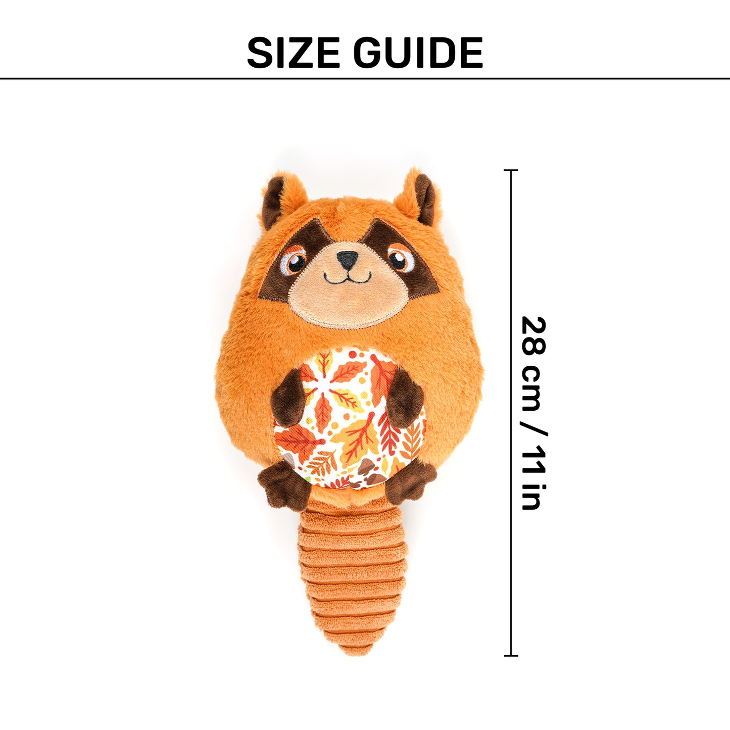 HUFT Reggie The Raccoon Squeaky Toy For Puppies - Brown - Heads Up For Tails