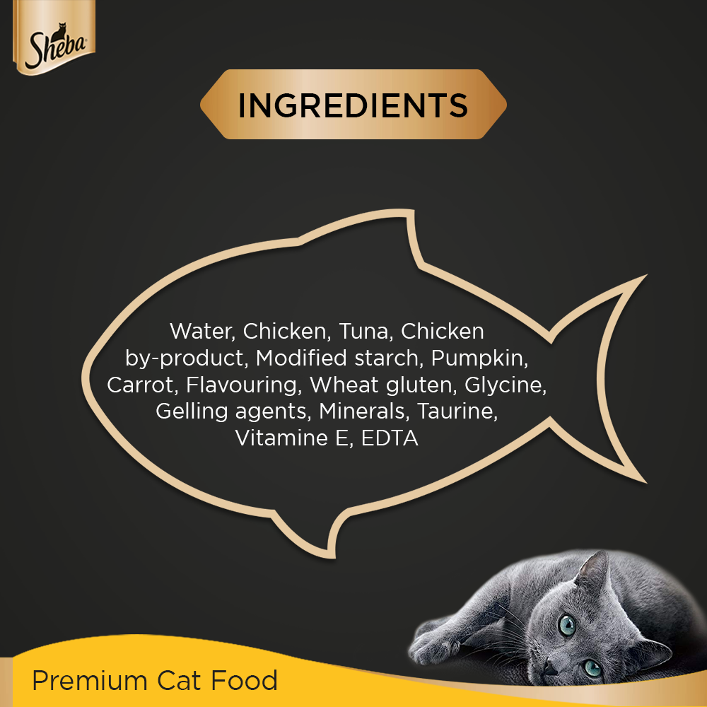 Sheba Rich Premium Tuna Pumpkin & Carrot In Gravy Adult Wet Cat Food - 70 g (Pack Of 12) - Heads Up For Tails